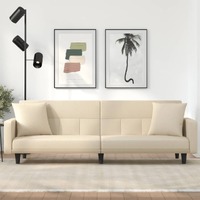  Sofa Bed with Cushions Cream Fabric