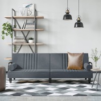  Sofa Bed with Armrests Dark Grey Velvet
