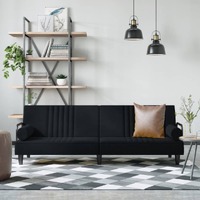  Sofa Bed with Armrests Black Velvet