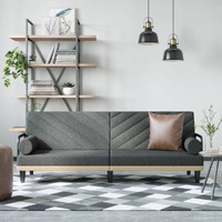  Sofa Bed with Armrests Dark Grey Fabric
