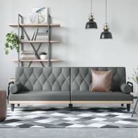  Sofa Bed with Armrests Dark Grey Fabric