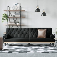  Sofa Bed with Armrests Black Fabric