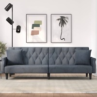  Sofa Bed with Armrests Dark Grey Velvet