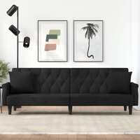  Sofa Bed with Armrests Black Velvet