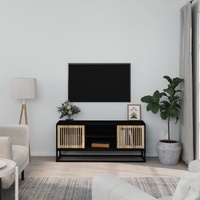 TV Cabinet Black 105x30x45 cm Engineered Wood and Iron