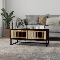  Coffee Table Black 80x40x35 cm Engineered Wood and Iron