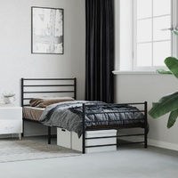  Metal Bed Frame without Mattress with Footboard Black 90x190 cm