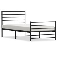  Metal Bed Frame without Mattress with Footboard Black 107x203 cm King Single