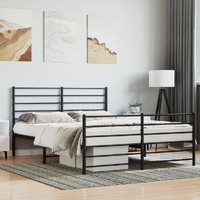  Metal Bed Frame without Mattress with Footboard Black 150x200 cm