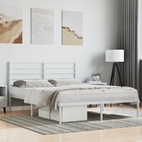  Metal Bed Frame without Mattress with Headboard White 135x190 cm
