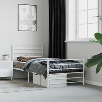  Metal Bed Frame without Mattress with Footboard White 90x190 cm