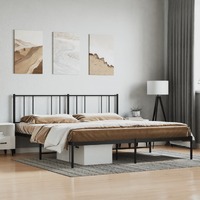  Metal Bed Frame without Mattress with Headboard Black 183x203 cm King