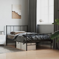  Metal Bed Frame without Mattress with Footboard Black 107x203 cm King Single