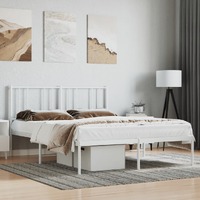  Metal Bed Frame without Mattress with Headboard White 135x190 cm