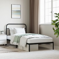  Metal Bed Frame without Mattress with Headboard Black 107x203 cm King Single