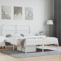  Metal Bed Frame without Mattress with Headboard White 135x190 cm
