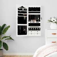  Mirror Jewellery Cabinet Wall Mounted White 37.5x10x90 cm