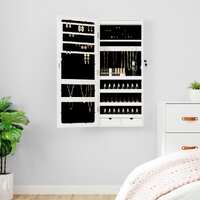  Mirror Jewellery Cabinet with LED Lights Wall Mounted White