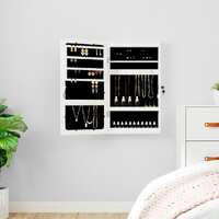  Mirror Jewellery Cabinet with LED Lights Wall Mounted White