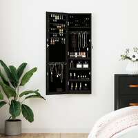  Mirror Jewellery Cabinet with LED Lights Wall Mounted Black