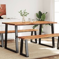  Dining Table with Live Edge 140x80x75 cm Solid Wood Acacia