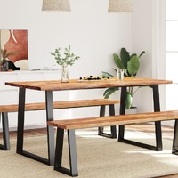  Dining Table with Live Edge 160x80x75 cm Solid Wood Acacia