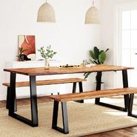  Dining Table with Live Edge 200x90x75 cm Solid Wood Acacia
