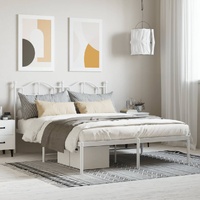  Metal Bed Frame without Mattress with Headboard White 150x200 cm