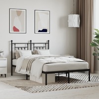  Metal Bed Frame without Mattress with Headboard Black 135x190 cm