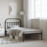  Metal Bed Frame without Mattress with Headboard Black 107x203 cm King Single