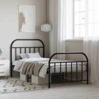  Metal Bed Frame without Mattress with Footboard Black 107x203 cm King Single