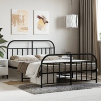  Metal Bed Frame without Mattress with Footboard Black 150x200 cm