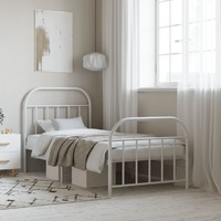  Metal Bed Frame without Mattress with Footboard White 90x190 cm