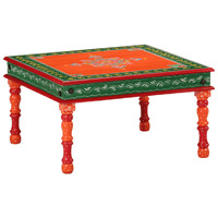  Coffee Table Orange Hand Painted Solid Wood Mango