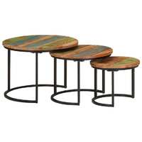 Nesting Tables 3 pcs Solid Wood Reclaimed
