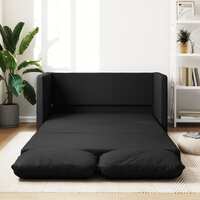  Floor Sofa Bed 2-in-1 Black 112x174x55 cm Faux Leather