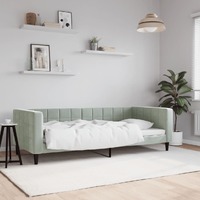  Day Bed without Mattress Light Grey 90x190 cm Velvet