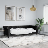  Day Bed without Mattress Black 90x190 cm Faux Leather
