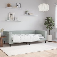  Day Bed without Mattress Light Grey 90x190 cm Velvet