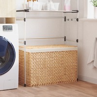  Laundry Basket with 3 Sections 75x42.5x52 cm Water Hyacinth