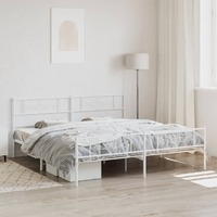  Metal Bed Frame without Mattress with Footboard White 183x203 cm King