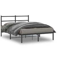  Metal Bed Frame without Mattress with Headboard Black 135x190 cm