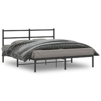  Metal Bed Frame without Mattress with Headboard Black 150x200 cm