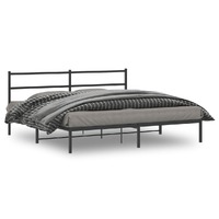  Metal Bed Frame without Mattress with Headboard Black 183x203 cm King