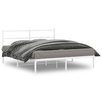  Metal Bed Frame without Mattress with Headboard White 150x200 cm