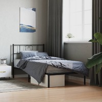  Metal Bed Frame without Mattress with Headboard Black 90x190 cm