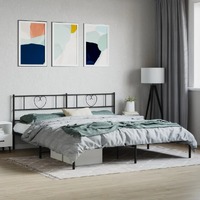  Metal Bed Frame without Mattress with Headboard Black 183x203 cm King