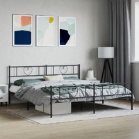  Metal Bed Frame without Mattress with Footboard Black 183x203 cm King