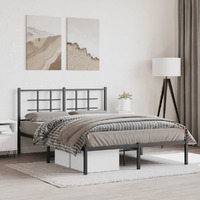  Metal Bed Frame without Mattress with Headboard Black 135x190 cm