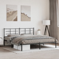  Metal Bed Frame without Mattress with Headboard Black 183x203 cm King
